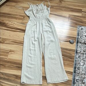 Elegant Cream linen blend Jumpsuit